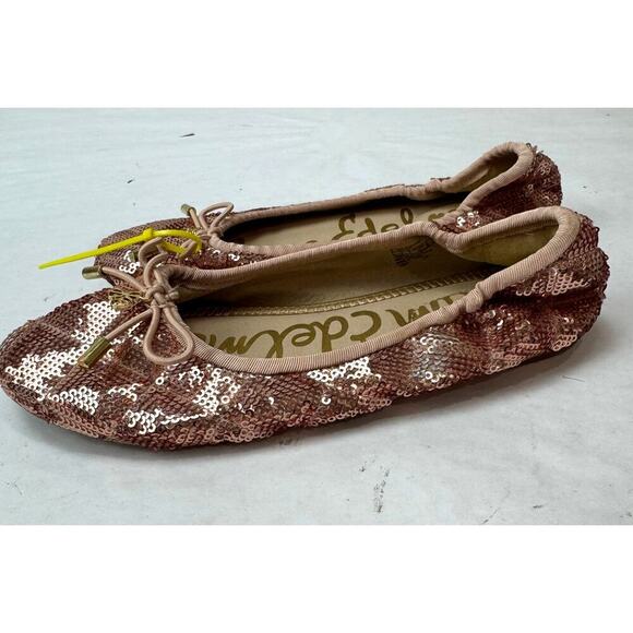 Sam Edelman Felicia Ballet Flats Rose Gold Sequins Kids Slip-On Girls Size 3 - Picture 5 of 8